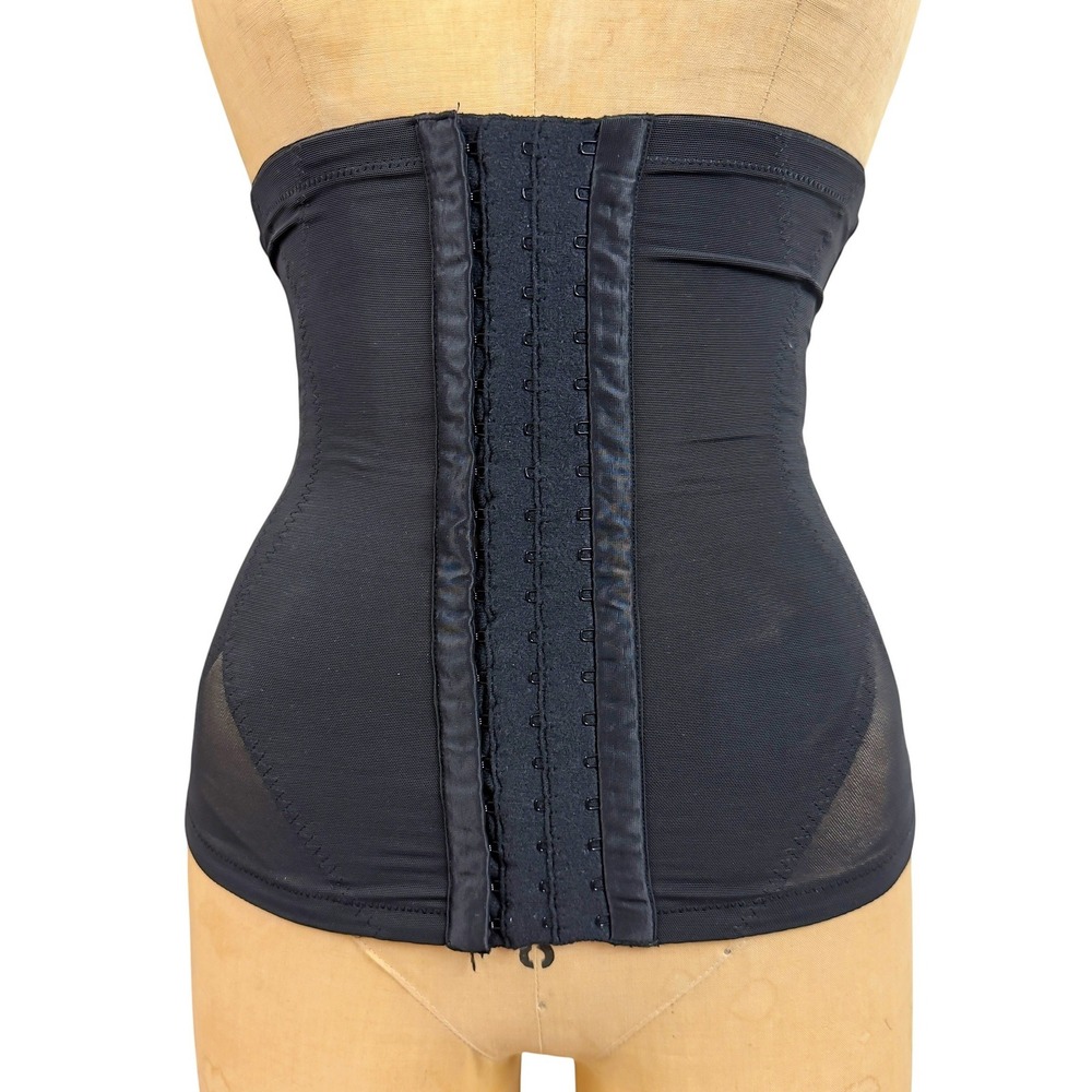 Maidenform Black Waist Nipper Corset Hook Eye Corset Cinched Fit Gothic Size S